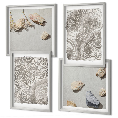 Ensemble de 4 tableaux Formes abstraites modernes