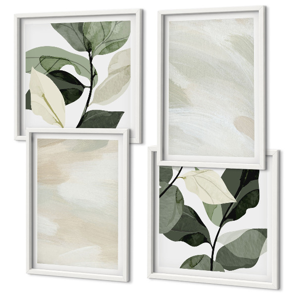 Ensemble de 4 tableaux Peintures abstraites bohèmes aux couleurs vives