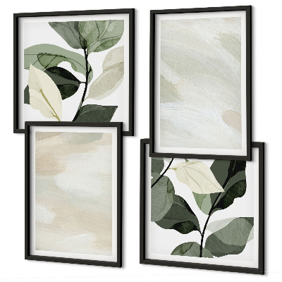 Ensemble de 4 tableaux Peintures abstraites bohèmes aux couleurs vives