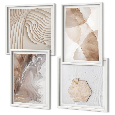 Ensemble de 4 tableaux Structures peintes abstraites