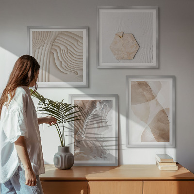 Ensemble de 4 tableaux Structures peintes abstraites
