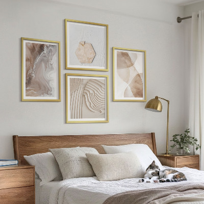 Ensemble de 4 tableaux Structures peintes abstraites
