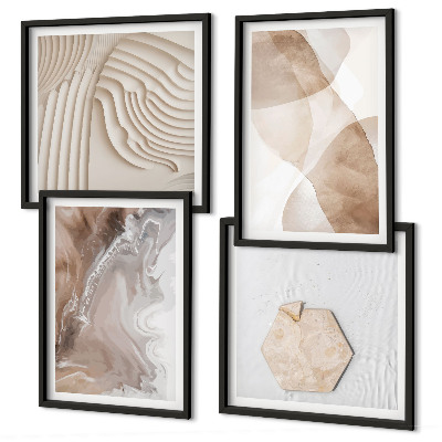 Ensemble de 4 tableaux Structures peintes abstraites