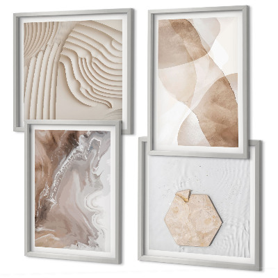 Ensemble de 4 tableaux Structures peintes abstraites