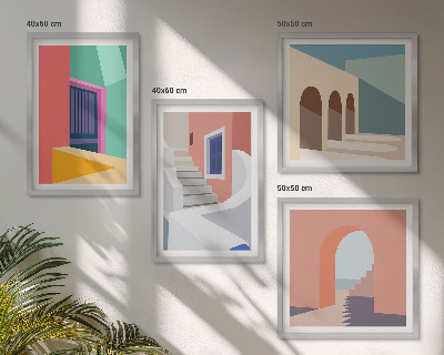 Mur de tableaux Bâtiments modernes colorés