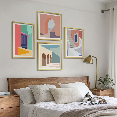 Mur de tableaux Bâtiments modernes colorés