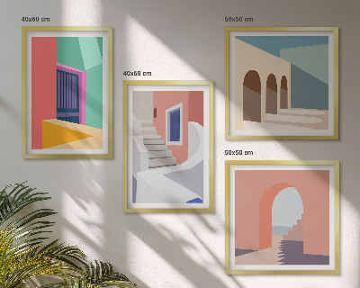 Mur de tableaux Bâtiments modernes colorés