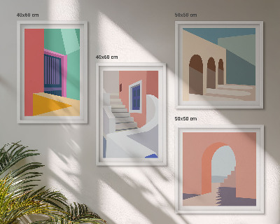 Mur de tableaux Bâtiments modernes colorés