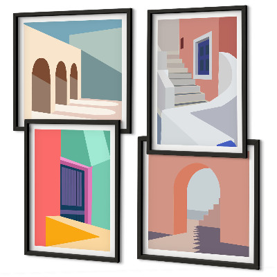 Mur de tableaux Bâtiments modernes colorés
