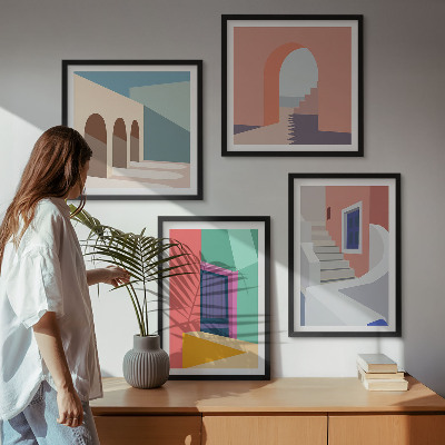 Mur de tableaux Bâtiments modernes colorés