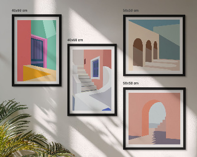 Mur de tableaux Bâtiments modernes colorés