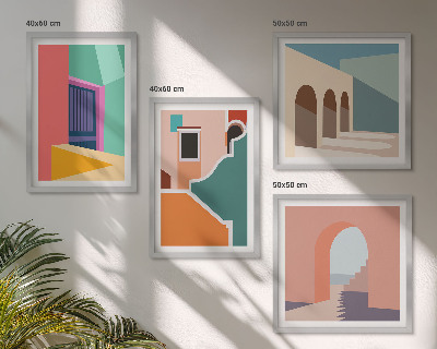 Polyptyque z cadres Illustrations colorées de la ville