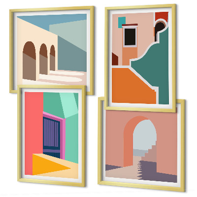 Polyptyque z cadres Illustrations colorées de la ville