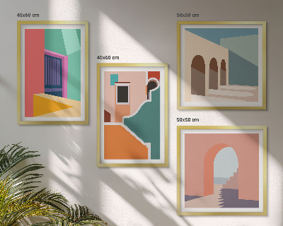 Polyptyque z cadres Illustrations colorées de la ville