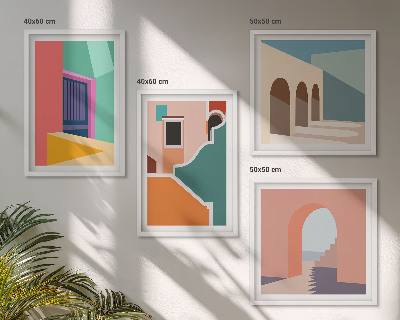 Polyptyque z cadres Illustrations colorées de la ville