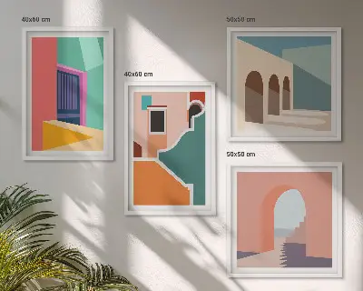 Illustrations colorées de la ville polyptyque de 2 cadres
