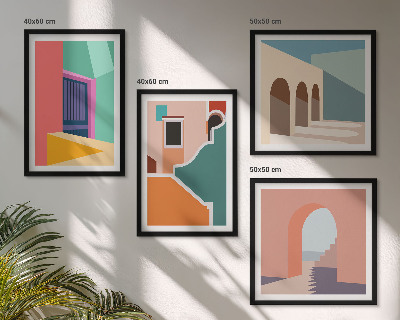 Polyptyque z cadres Illustrations colorées de la ville