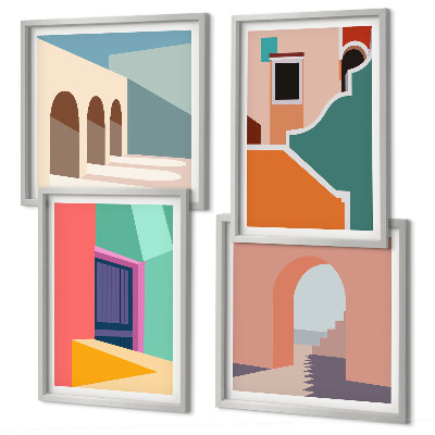 Polyptyque z cadres Illustrations colorées de la ville