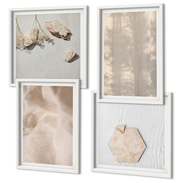 Ensemble de 4 tableaux Des textures naturelles bohèmes subtiles