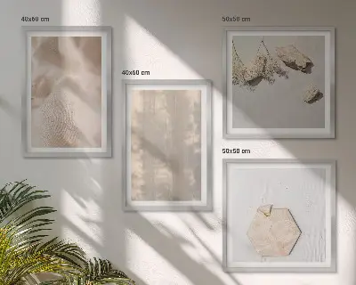 Ensemble de 4 tableaux aux textures naturelles et subtiles d'inspiration bohème