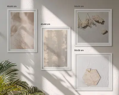 Ensemble de 4 tableaux aux textures naturelles et subtiles d'inspiration bohème