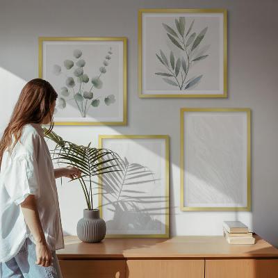 Polyptyque z cadres Structure en marbre brindilles pastel