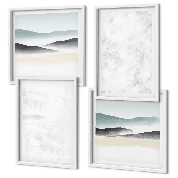 Mur de tableaux taches blanches sur fond de toile