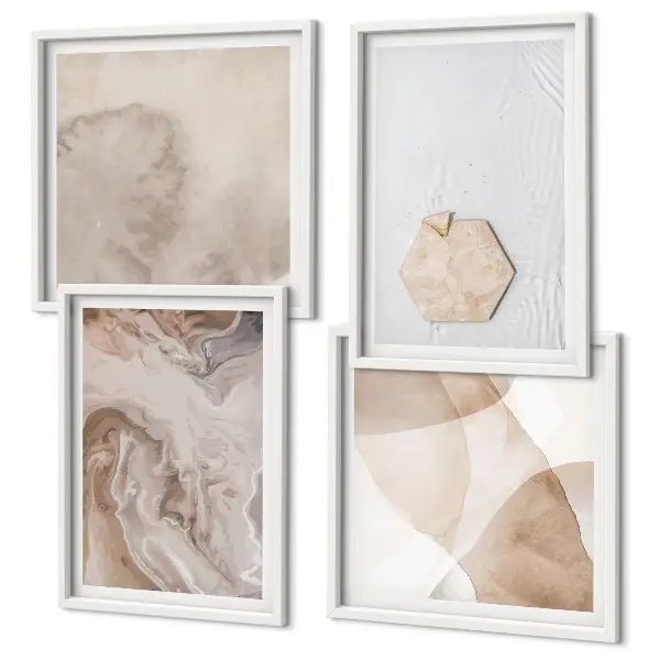 Tableau polyptyque 4 cadres inspiration nature pour un design abstrait