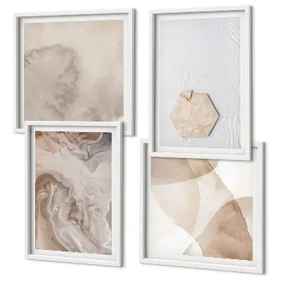 Tableau polyptyque 4 cadres inspiration nature pour un design abstrait