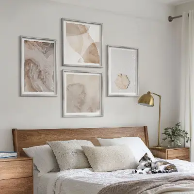 Tableau polyptyque 4 cadres inspiration nature pour un design abstrait