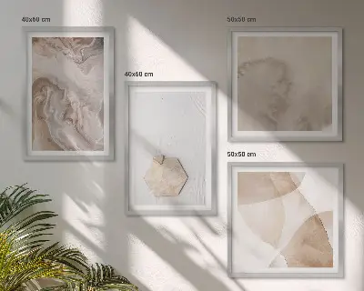 Tableau polyptyque 4 cadres inspiration nature pour un design abstrait