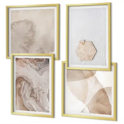 Tableau polyptyque 4 cadres inspiration nature pour un design abstrait