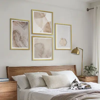 Tableau polyptyque 4 cadres inspiration nature pour un design abstrait