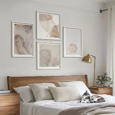 Tableau polyptyque 4 cadres inspiration nature pour un design abstrait