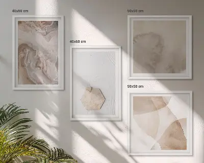 Tableau polyptyque 4 cadres inspiration nature pour un design abstrait