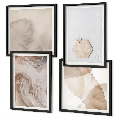 Tableau polyptyque 4 cadres inspiration nature pour un design abstrait