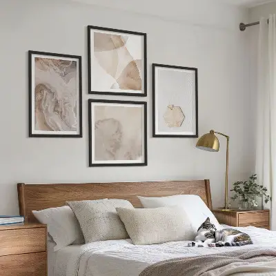 Tableau polyptyque 4 cadres inspiration nature pour un design abstrait