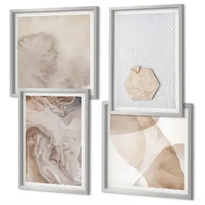 Tableau polyptyque 4 cadres inspiration nature pour un design abstrait