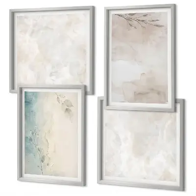 Ensemble de 4 tableaux motif texture de peinture à l'aquarelle