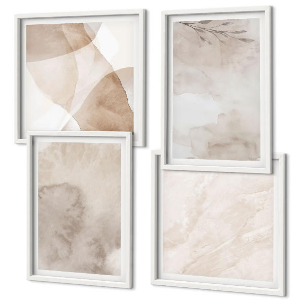 Polyptyque z cadres Peintures aquarelles textures bohèmes