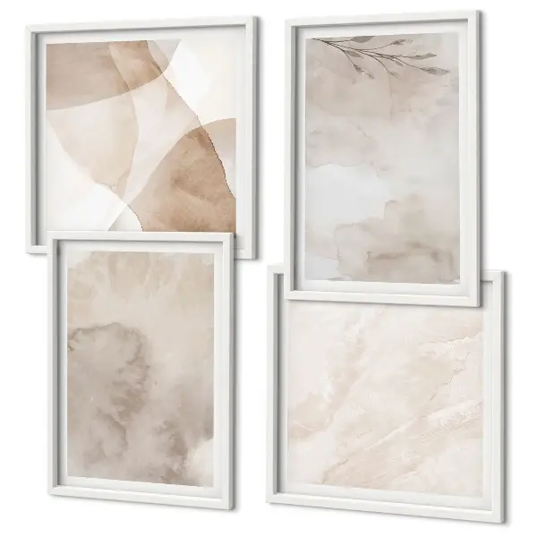 Peinture aquarelle texture bohème polyptyque composé de 2 cadres