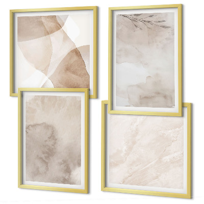 Polyptyque z cadres Peintures aquarelles textures bohèmes