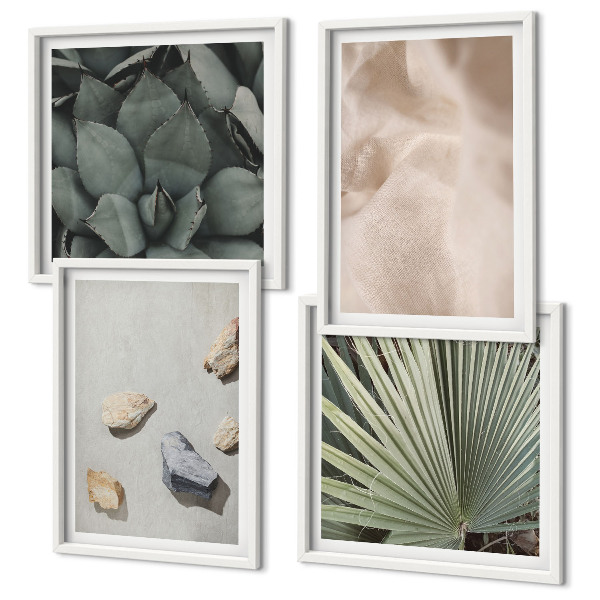 Ensemble de 4 tableaux Textures de pierre, de bois et de tissu