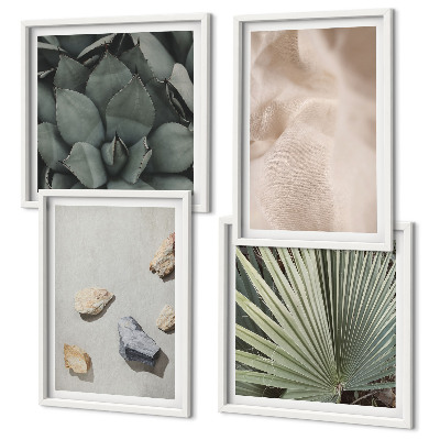 Ensemble de 4 tableaux Textures de pierre, de bois et de tissu