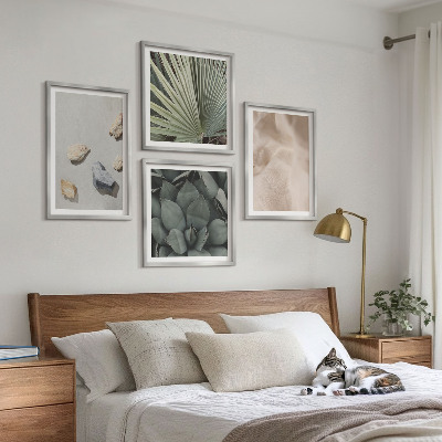 Ensemble de 4 tableaux Textures de pierre, de bois et de tissu