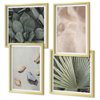Ensemble de 4 tableaux Textures de pierre, de bois et de tissu