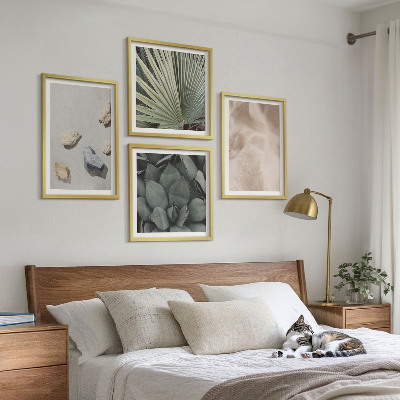 Ensemble de 4 tableaux Textures de pierre, de bois et de tissu