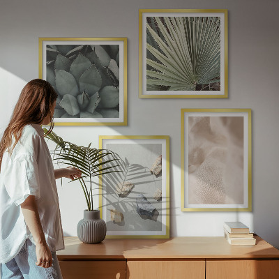 Ensemble de 4 tableaux Textures de pierre, de bois et de tissu