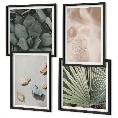 Ensemble de 4 tableaux Textures de pierre, de bois et de tissu