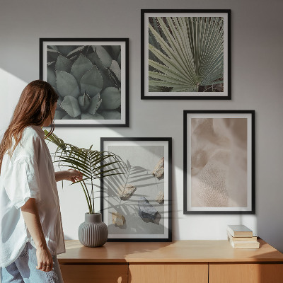 Ensemble de 4 tableaux Textures de pierre, de bois et de tissu